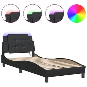 Cadre de lit Zadar Black 39,4''x74,8'' avec éclairage LED, lit rembourré sans matelas - Product Image 2