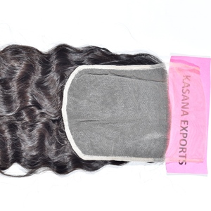 Extensiones de Cabello Humano Natural Negro Ondulado Profundo, Cierre Indio 6x6, 100% Cutícula Alineada, Doble Trama a Máquina, Sin Procesar - Product Image 4