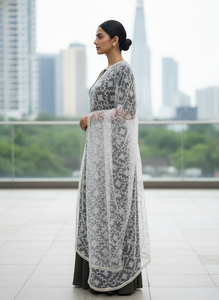 Komurr <b>Net</b> Embroidered <b>Dupatta</b> Designer Ethnic Style Indian & Pakistani Clothing - Product Image 2