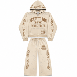 Conjunto Deportivo Ready To Win Industries con Capucha, Cierre de Cremallera, Manga Larga, Pantalones Deportivos de Algodón, Ropa Casual de Otoño, Unisex para Adultos - Product Image 1