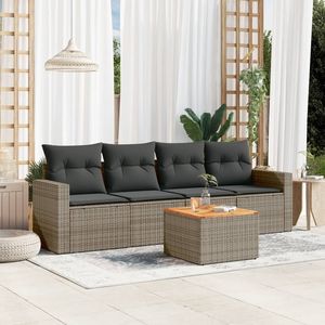 Conjunto de Sofá de Jardín Gris y Marrón de 4 Plazas, Muebles de Ratán para Exteriores con Almacenamiento, Diseño Contemporáneo - Product Image 1