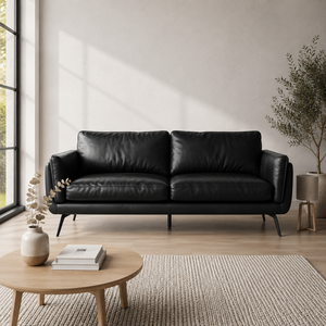 Sofá de Cuero Genuino de Primera Calidad, Sofá Moderno de 2 Plazas para Apartamento, Sala de Estar, Hotel, Oficina, Muebles de Sala de Estar, Sofá de Cuero - Product Image 1
