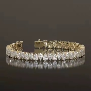 Lab Grown Diamond Tennis Bracelet for Women <b>Men</b> Solid Gold Eternity Pear Bracelet for Weddings Women's Diamond Bracelets <b>Bangles</b> - Product Image 1