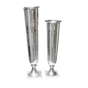 Vase à fleurs en métal argenté avec un design attrayant, décoration de table pour mariage, maison, couloir, vase à fleurs métallique - Product Image 4