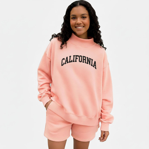 <b>TOP</b> Selling Winter Knitted Pullover Sweatshirt Oversized Women's <b>Mock</b> <b>Neck</b> 100% Cotton Plain Pullover <b>Tops</b> Customised Logo - Product Image 2