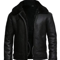 Veste en cuir pour homme 2026, col en fourrure noir, style bomber B3, matériau de qualité supérieure, veste de motard en cuir matelassé de haute qualité, authentique