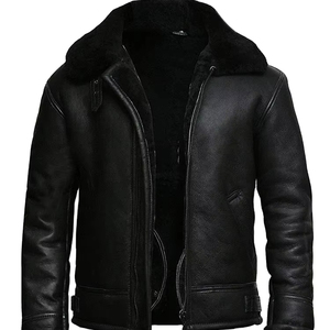 Veste en cuir pour homme 2026, col en fourrure noir, style bomber B3, matériau de qualité supérieure, veste de motard en cuir matelassé de haute qualité, authentique - Product Image 3