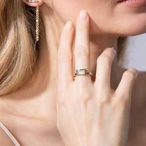 Anillo de Diamantes de Laboratorio Baguette de 1 Quilate al por Mayor, Oro Real de 10k, 14k, 18k, Joyería de Banda Inspirada en la Época Media, Fabricante Personalizado F VS - Product Image 4