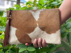 Pelo en piel de vaca Embrague de cuero Mujeres Estilo occidental Monedero Borla Embrague de cuero - Product Image 6