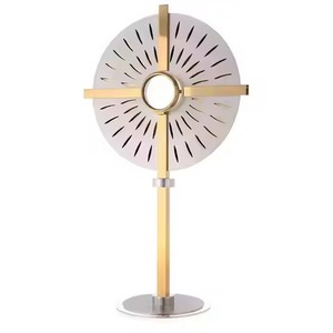 Monstranza de latón plateado y dorado de alta demanda con detalles de espejo, decorativa para mesa, para uso en iglesias católicas - Product Image 1