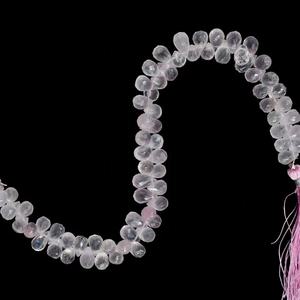 Cuentas de Cuarzo Rosa Natural Facetadas en Forma de Gota de 5x8mm, 8 Pulgadas, Grado Superior, con Orificio de 0.5mm para la Fabricación de Joyas - Product Image 1