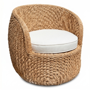 Fauteuil Grenoble en rotin avec structure Subaliu, tressage Pitrit, coussin en tissu SR 10 Stone, mobilier d'extérieur haut de gamme - Product Image 3