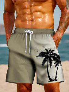 Shorts de bain unisexes pour hommes, séchage rapide, respirants, en tissu tissé, imprimé floral, shorts de plage, taille élastique, cordon de serrage, vêtements d'été - Product Image 2