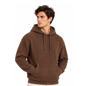 Sweat à capuche en maille gaufrée pour homme, pull thermique à manches longues, décontracté, streetwear d'hiver, sweat à capuche personnalisé, vêtements de sport en gros - Product Image 5