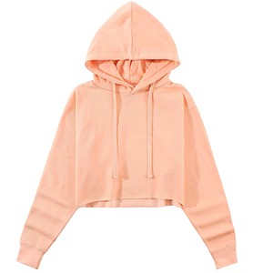 Eco Friendly Casual Women's <b>Crop</b> <b>Top</b> Hoodie Winter Wear High Quality Breathable Windproof Hooded Front 100% Cotton Fleece - Product Image 2