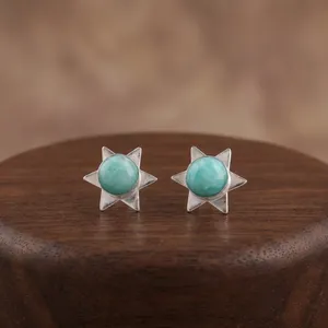 Niharika Gems Handmade 925 Sterling Silver Plated <b>Earring</b> In Blue Amazonite Gemstone For Women And <b>Girls</b> Wear In Wedding Party - Product Image 3