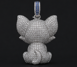 Colgante de Plata 925 con Moissanita y Diseño de Animal de Dibujos Animados, Chapado en Oro, Joyería con Engaste de Bisel de Corte Brillante Redondo, Unisex, para Regalo de Fiesta - Product Image 5