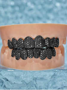 Personnalisé Noir Couleur Diamant Grillz Dents Ronde Coupe 925 Sterling Argent Vvs Moissanite Dents Grillz Bijoux - Product Image 2