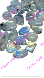 Pierre précieuse naturelle de qualité supérieure, Pierre de lune arc-en-ciel blanche, Cabochon en vrac toutes formes FAIJAN GEMS Rajasthan, Évaluation tierce partie, Vente en gros - Product Image 4