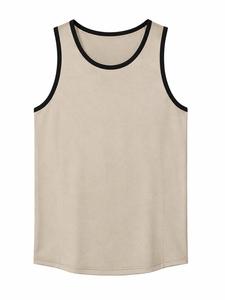 Débardeur Homme Col Rond Sans Manches Beige Tricoté Couleur Unie Polyester Séchage Rapide Respirant Coupe Sportive Décontractée 160g – Meilleure Vente - Product Image 2