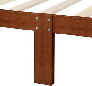 Cadre de lit double en bois de pin robuste – Plateforme de 10 po avec support de 330 lb, aucun sommier tapissier requis - Product Image 4