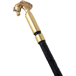 Látigo de Cuero Premium para Montar a Caballo |   Fusta de entrenamiento ecuestre hecha a mano con mango trenzado, varilla de equitación duradera, profesional para caballos - Product Image 4
