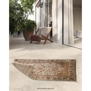 Alfombra Persa ZYN AH de Lana y Seda Anudada a Mano, Diseño de Medallón Rectangular, para Sala de Estar, Color Beige Naranja - Product Image 6
