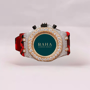 Luxury Unisex Red Camouflage Stainless Steel <b>Watch</b> Diamond Bezel Yellow Gold Case Analog Mechanical 41mm Butterfly <b>Clasp</b> Strap - Product Image 4