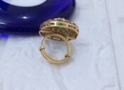 Women's Green Doublet Floral Oval Cluster Classic Vintage Style <b>Gold</b> Plated Silver <b>Cocktail</b> <b>Ring</b> Wedding Engagement Amaira - Product Image 2