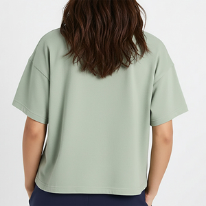 Nueva Llegada 2026 Camiseta de Manga Corta para Mujer, Personalizada, Elegante, de Poliéster/Algodón, 220gsm, Tejido Sólido, Venta al Por Mayor, Ropa Urbana - Product Image 6