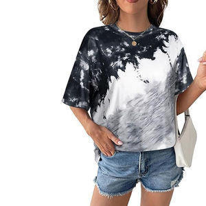 T-shirt en coton ample pour femme, manches courtes, col rond, respirant, séchage rapide, couleur unie, motif lettres, pour tous les jours - Product Image 4
