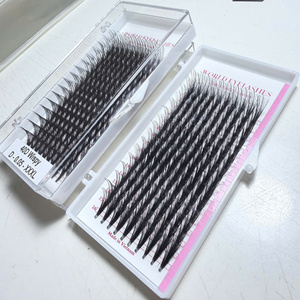 World Eyelashes 28D Double Wispy D 0.05 XXXL Faux Mink Fan Lashes 12 Rangées Carte Florale Rose Étui Transparent - Product Image 2