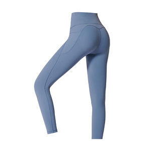 <b>High</b> <b>Waist</b> Seamless Yoga <b>Leggings</b> Full Length Solid Spandex Nylon Four-Way Stretch Elastic <b>Waist</b> Women Pants - Product Image 3