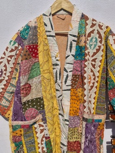 Vintage Gudri Cotton Bomber Jacket Quilted Women <b>Patchwork</b> Kantha Boho Ethnic Winter Outerwear Hooded Reversible Eco-Friendly - Product Image 2