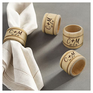 Elegant Wooden Napkin <b>Ring</b> Natural Wooden Napkin Holder for Wedding Party Birthday Decorations Matches <b>Plates</b> Dishes - Product Image 5