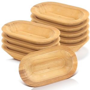 Bol à pâte et assiettes en bois faits à la main, vaisselle jetable et articles de table pour la décoration de la cuisine à domicile - Product Image 3