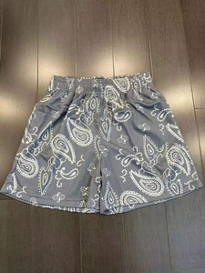 Pantalones Cortos Deportivos Casuales de Baloncesto, de Lona Transpirable, Teñido Liso, con Estampado de Flor de Cachemira, de Cintura Media, Estilo Americano Novedoso - Product Image 2