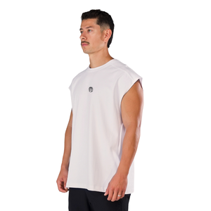 Camiseta sin mangas para hombre, corte holgado, para gimnasio, entrenamiento, ligera, deportiva, blanca - Product Image 2