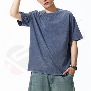 Camiseta Gris Lavada de Manga Corta de Satén Grueso con Gráficos Personalizados, Teñida en Prenda, Antiencogimiento, 280 g/m², para Hombre - Product Image 3