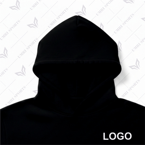 Sudadera con Capucha Unisex Negra Sólida con Logotipo Personalizado, Sudadera con Capucha de Forro Polar de Algodón Suave, Ecológica, Diseño Limpio y Moderno - Product Image 6
