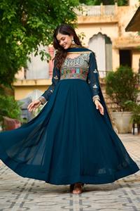 Most Beautiful Fancy Anarkali Gowns with Multi Thread Embroidery Work Wedding and Festival Wear Gowns Collections for Women - Product Image 3