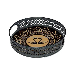 High Selling Printed Metal Serving Tray With Cutout Handles Elegant & Durable Perfect for Dining Kitchen Coffee And Tea Serving - Product Image 5