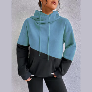 Nouveau Sweat à Capuche Décontracté et Tendance pour Femme avec Poche Kangourou et Empiècements, Style Urbain Ample à Manches Longues - Product Image 5