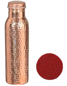Botella de cobre ayurvédica para agua potable saludable, botella de agua de cobre martillado para uso diario, calidad premium a precio económico. - Product Image 2