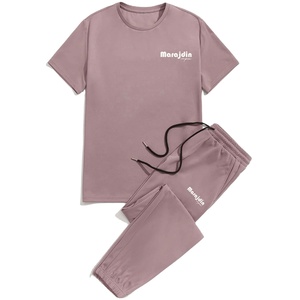 Winter Wear High Street Plus Size Mens T-shirt <b>Trouser</b> Set Breathable Quick Dry Knitted Fabric Low Moq Fashion Trendy Look - Product Image 1