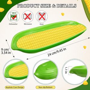Set 4 Piatti per Mais in Melamina con 8 Supporti, 1 Spalmatore per Burro, Spiedini per Mais su Piatto, Vassoio di Servizio, Utensili BBQ - Product Image 2