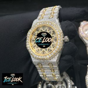 นาฬิกาข้อมือผู้ชาย ICE LOOK หรูหรา ตัวเรือนสแตนเลสสตีล ขนาด 40 มม. หน้าปัดทรงกลม ระบบควอตซ์ พร้อมหน้าปัดแซฟไฟร์ และสายประดับเพชร - Product Image 2