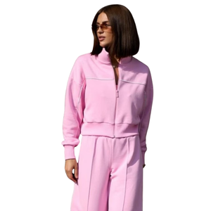 Ensemble de survêtement polaire zippé pour femme, veste à col montant et pantalon large, tenue décontractée d'hiver, coupe décontractée, deux pièces - Product Image 6
