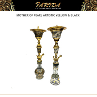 Chichas Farida : Chicha égyptienne de luxe en acier inoxydable, plaquée or, décorée de nacre artistique jaune et noir, très vendue