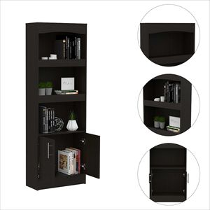 Libreria a 3 scaffali con 1 cassetto Shell Beach in Wengue nero - Product Image 3